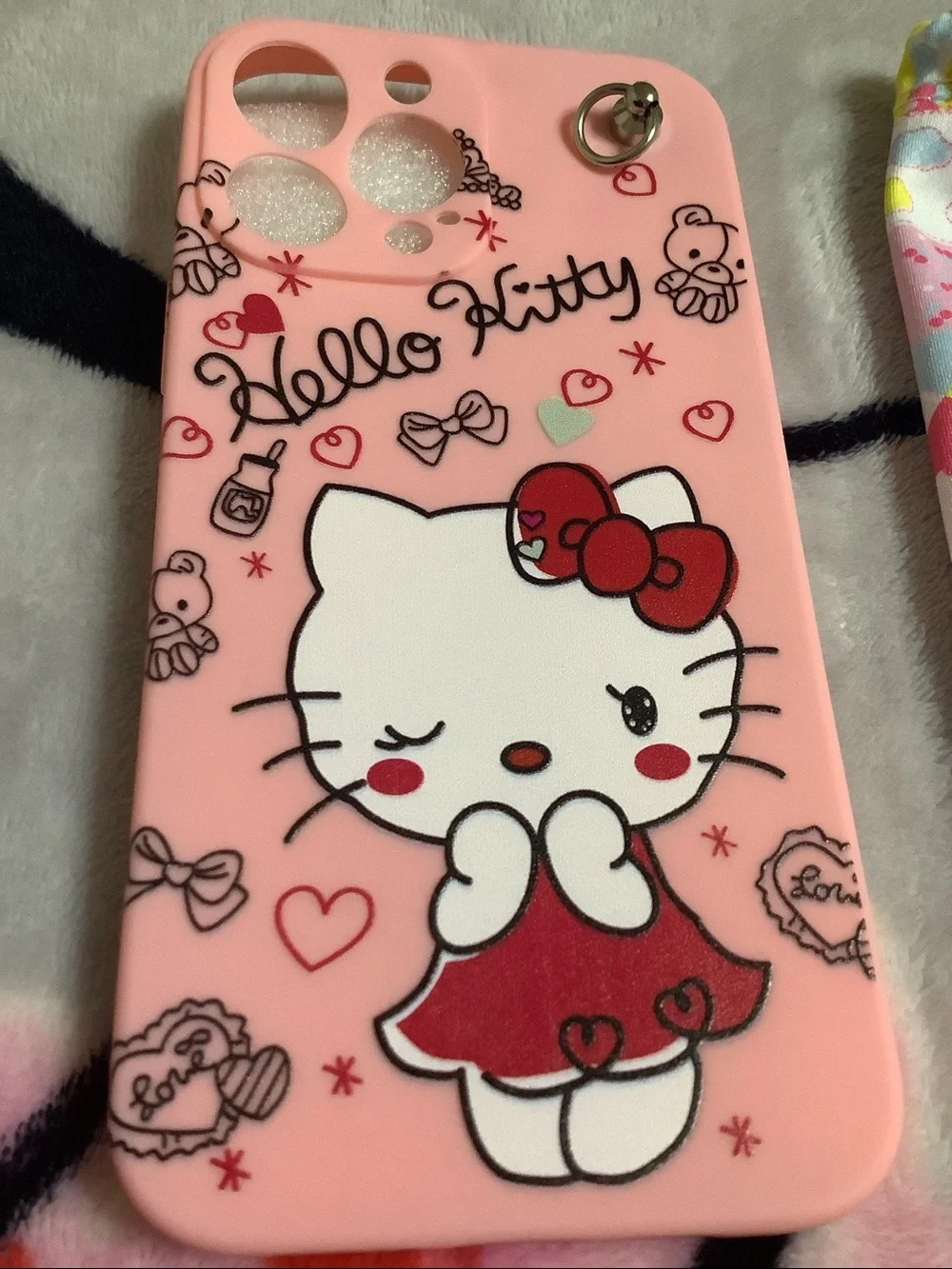 Woman’s Hello Kitty Pink Phone Case, 13 Pro max Pouch, Lanyard & Charm Set
